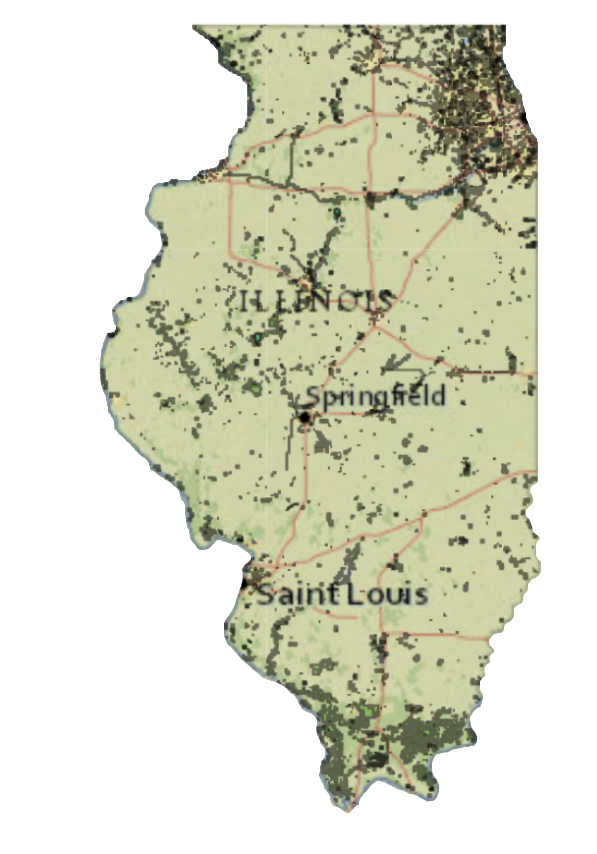 map of pre-settlement vegetation in Illinois